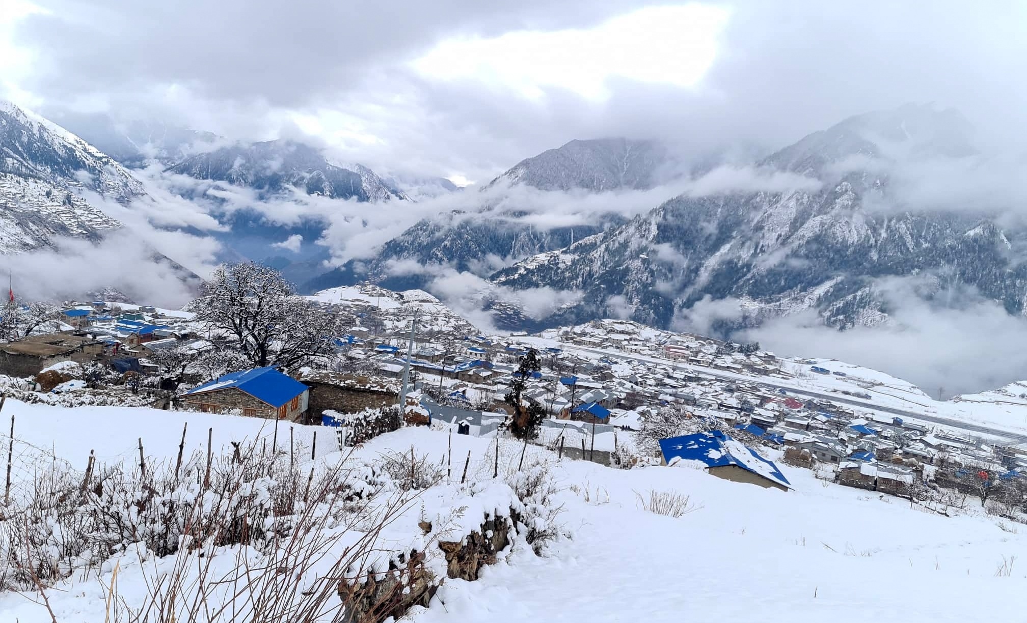 हुम्लामा हिमपात हुँदा किसानहरु खुसी